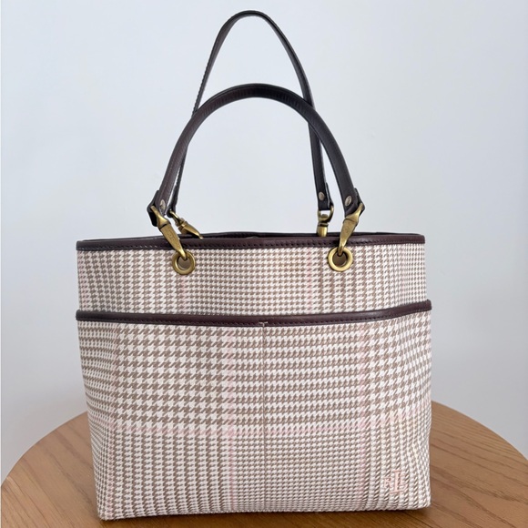 Ralph Lauren Handbags - Ralph Lauren Houndstooth Tote in Cream and Brown